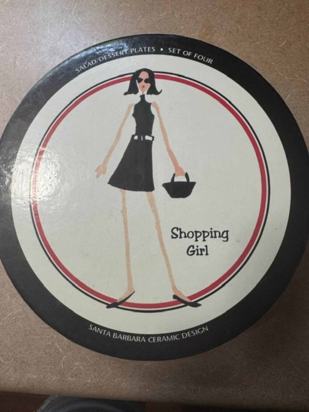 Shopping Girl 8.5" vintage salad/dessert plate set